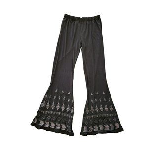 POL Black Printed Hem Pants